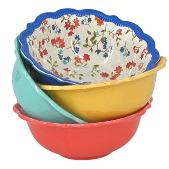 The Pioneer Woman Other - Pioneer Woman Ditsy Painterly  Melamine Dip Snack Fruit Dessert Bowls 11oz Set 4